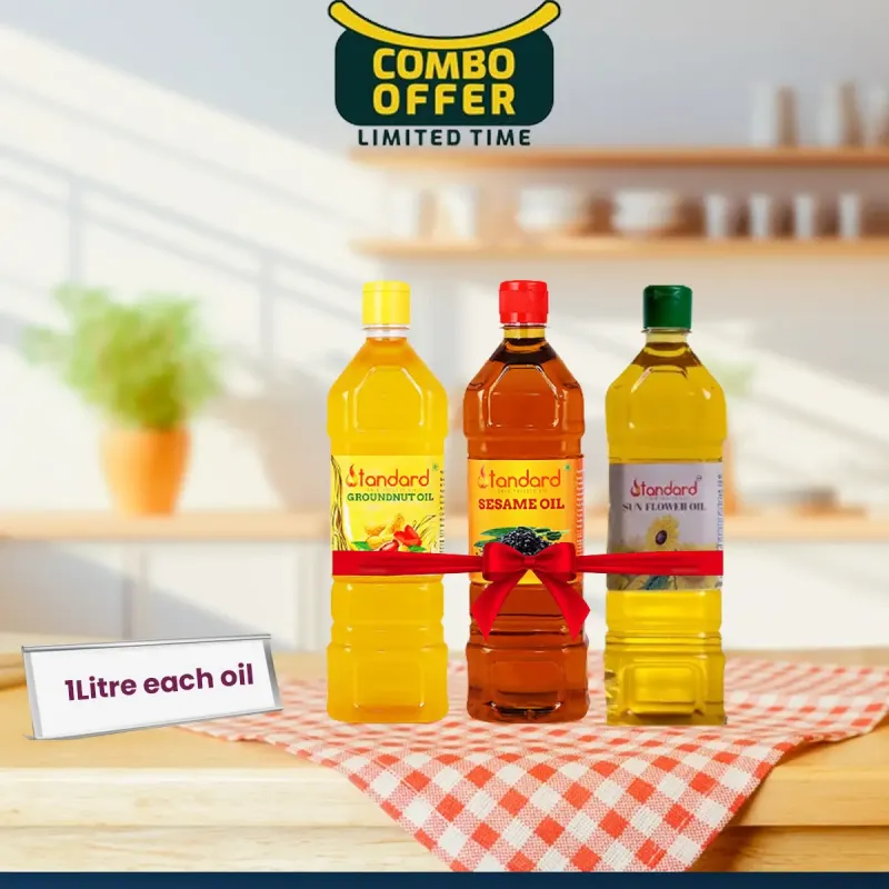 South Indian Cooking Oil Combo Pack: Wooden Cold Pressed Groundnut, Sunflower &Amp; Sesame Oil (1Litre Each) 2 South Indian Cooking Oil